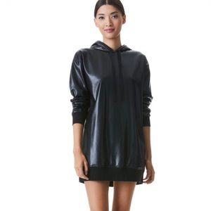 Alice + Olivia black vegan leather hoodie dress xs